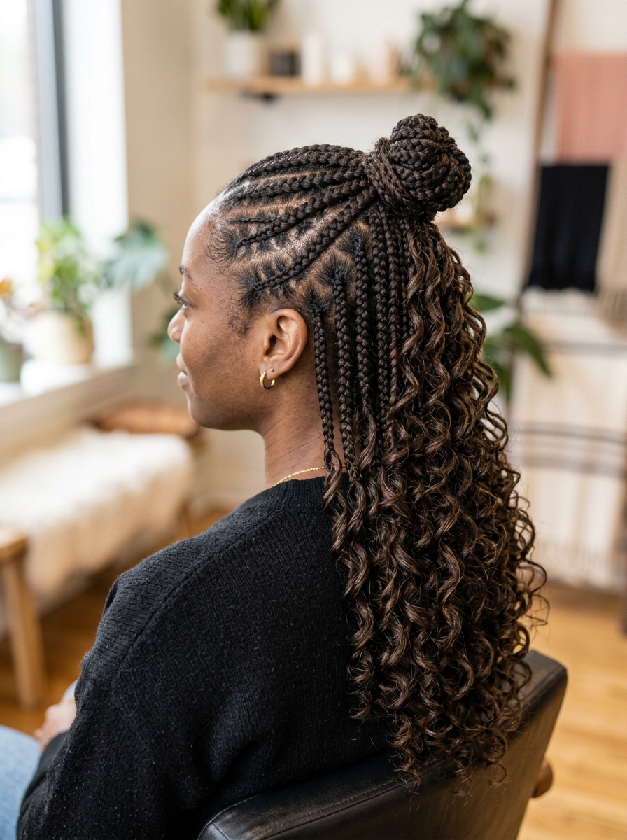 Half-Up Half-Down French Curl Braids als Braids mit Locken Inspiration 2026